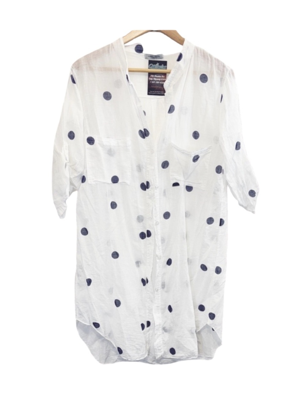 Ara Blue and White Relaxed 3/4 Sleeve Top